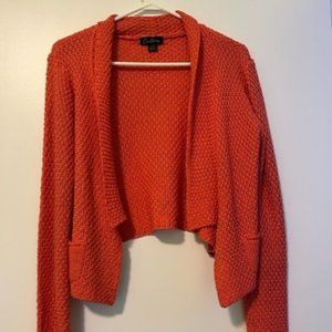 KNIT CARTISE CARDIGAN SWEATER IN CORAL